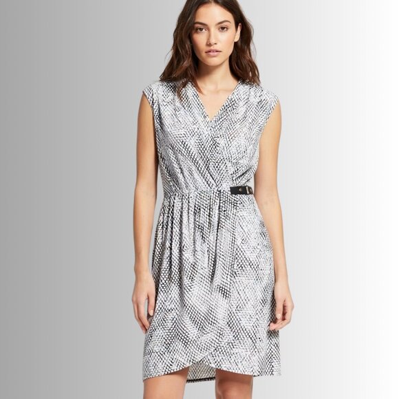 Michael Kors Dresses & Skirts - Michael Kors XL Snake Print Faux Wrap Dress Side Buckle Grey Career Plus Size